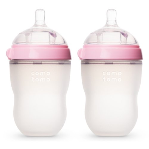 Comotomo Baby Bottles - 8oz Pink Natural Feel Infant Bottles (2-Pack) - Breastfeeding Mimic Design